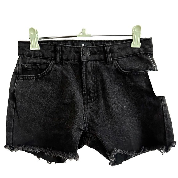 NWT 7 FOR ALL MANKIND Black Vintage-Wash Distressed Hem Denim Jean Shorts - 12 - Picture 1 of 3
